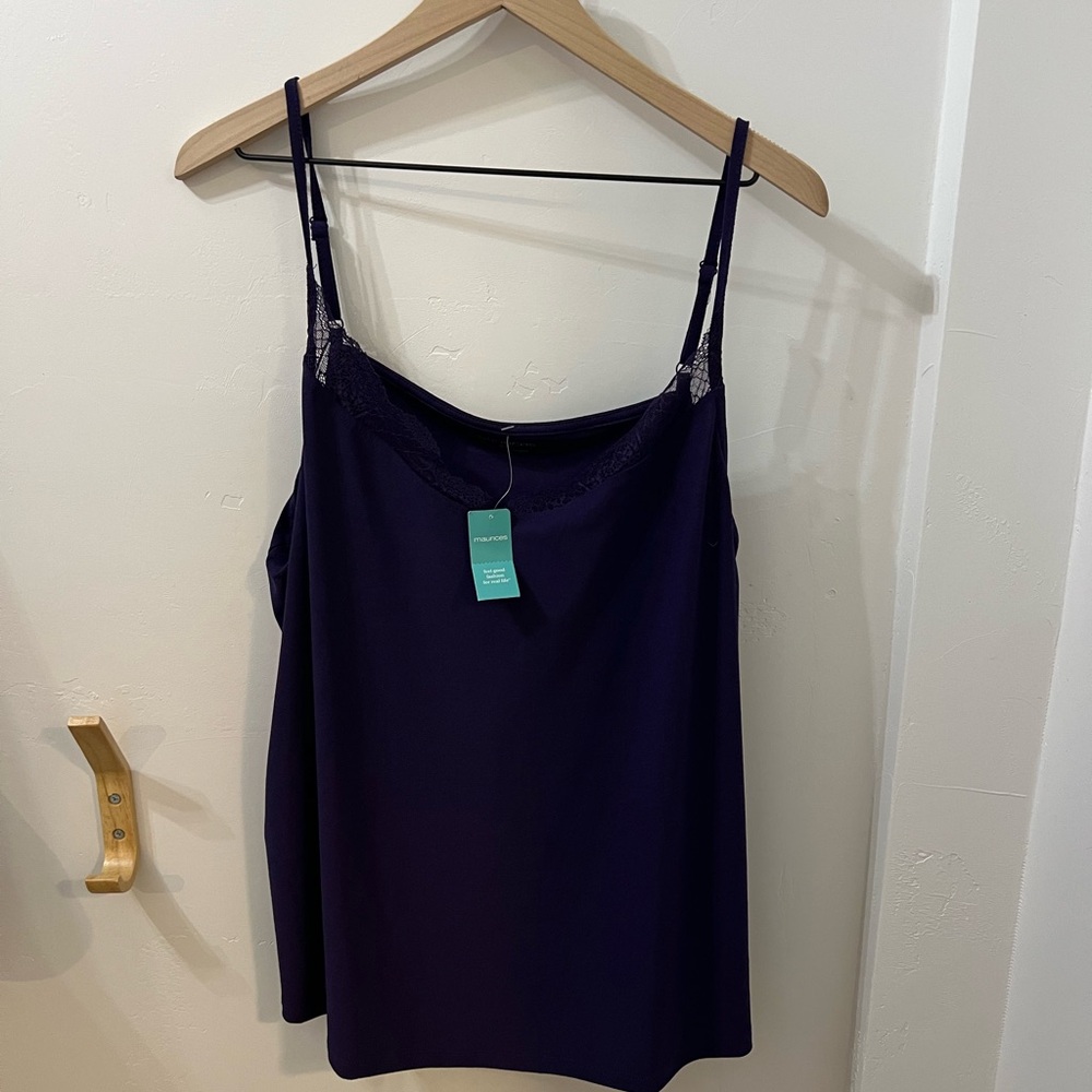 NWT Maurices Purple Basic Base Layer Lace Tank Top